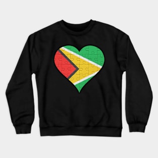 Guyanese Jigsaw Puzzle Heart Design - Gift for Guyanese With Guyana Roots Crewneck Sweatshirt